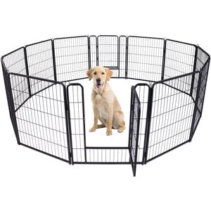 Froadp - 12 Pièces Parc à Chiots Clôture pour Chiens avec Porte 65x80cm Enclos Clôture pour Animaux - Noir - Publicité