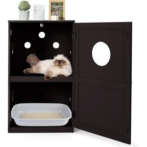 Maison pour Chat à 2 Niveaux avec Porte, Dispositif Anti-Basculement & Assez de Trous de Ventilation, 60 x 53 x 90 cm, Brun - Goplus - Publicité