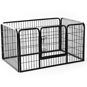 Luxe parc enclos acier 125L x 80l x 70H cm 4 panneaux et 1 porte pour chiens noir