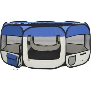 Vidaxl - Parc pliable pour chien avec sac de transport Bleu 145x145x61cm Bleu - Publicité