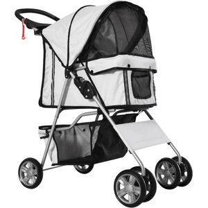 Pawhut - Poussette buggy pliable animaux chariot pliant chien chat porte-gobelet panier de rangement inclus roues avec frein tissu 600D Oxford métal - Publicité