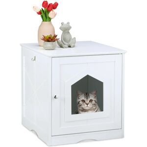 Relaxdays - Armoire à chat, large entrée, porte aimantée, trous d'aération sur face arrière, hlp : 52 x 48 x 53 cm, blanc - Publicité