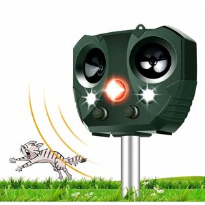 GOTRAYS Répulsif ultrasonique animal solaire imperméable à l'eau avec capteur de mouvement, flash, USB rechargeable, répulsif efficace chien chat cerf raton - Publicité