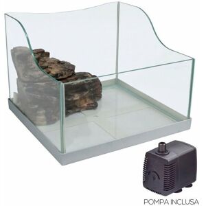 Réservoir à tortue avec île et pompe inclus Giglio 50 da 51x31x31,5 cm