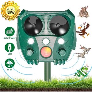 Répulsif solaire ultrasonique pour animaux, répulsif effrayant pour chats, répulsif pour martres avec détecteur de mouvement et flash pour chats, cerfs, rats, chiens, oiseaux - Groofoo - Publicité