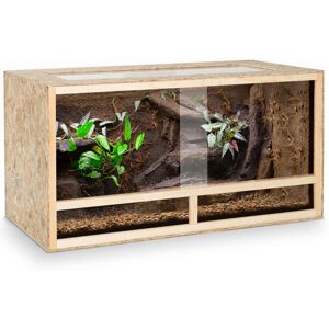 IDMARKET Terrarium en bois osb pour reptiles et batraciens aérations latérales 115 cm - Bois-clair - Publicité