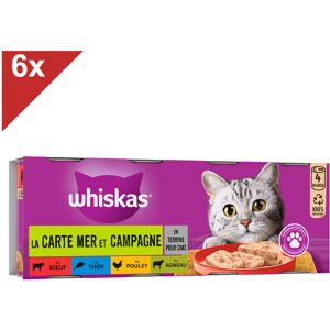 24 Boîtes en terrine 4 variétés pâtée pour chat 400g (6x4) - Whiskas - Publicité