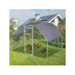 PawHut Enclos poulailler chenil 5,32 m² - parc grillage dim. 2,8L x 1,9l x 1,95H m - poulailler chenil entierement couvert - acier galvanise