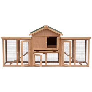 Homcom Poulailler clapier modele chalet multi-equipe : rampes, nichoirs, perchoirs, plateau excrement, fenetre, portes bois massif