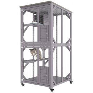 VEVOR Cage pour Chat 3 Niveaux Grande Cage sur Roulettes Verrouillables Pivotant 360° Enclos Chat 760x865x1630 mm avec Boîte de Repos pour 1-2 Chats Petits Animaux Lapins Hamsters Intérieur Extérieur - Publicité