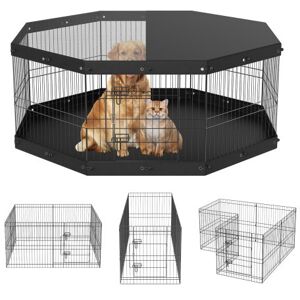 VEVOR Parc pour Chien 61 cm Enclos Lapin Chat Chiot avec Couverture Supérieure et Tapis Clôture pour Petits et Moyens Animaux de Compagnie 8 Panneaux Pliants en Métal pour Extérieur Intérieur Camping - Publicité