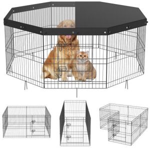 VEVOR Parc pour Chien 61 cm Enclos Lapin Chat Chiot avec Couverture Supérieure Clôture pour Petits et Moyens Animaux de Compagnie 8 Panneaux Grillagés Pliants en Métal pour Extérieur Intérieur Camping - Publicité