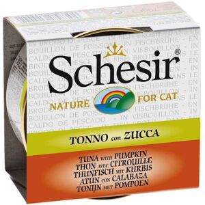 Boîte Pâtée Au Thon Avec Citrouilles En Bouillon Pour Chat - Schesir - 70g - Publicité