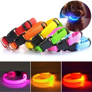 Fournitures Pour Animaux De Compagnie En Nylon Colore Led Collier De Chien De Compagnie Securite De Nuit Clignotant Lueur Dans La Laisse De Chien Sombre Chiens Collier Fluorescent Lumineux - Publicité