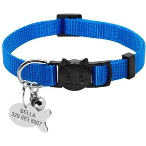 Bleu-Neck For 20 To 30cm -Collier À Dégagement Rapide Pour Chat Avec Clochette, Étiquette D'identification De Poisson Gravée, Col - Publicité