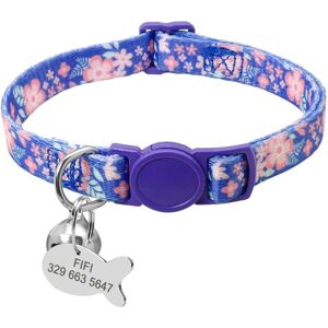 Violet-Xs -Collier Pour Chat, De Sécurité Personnalisé, À Libération Rapide, Avec Étiquette D'identification De Poisson, Avec Nom - Publicité