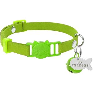 Green-Xs -Collier Pour Chat Personnalisé, À Dégagement Rapide, Avec Étiquette D'identification De Poisson Gravé Avec Le Nom De La - Publicité