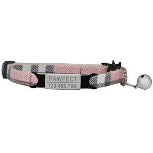 Z-Pink Sliver-19-32cm -Plaid Chat Collier Personnalisé Id Gratuit Gravure Sécurité Échappée Petit Chien Mignon Réglable Pour Chiot C - Publicité