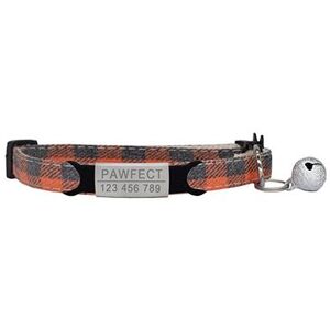 Z-Orange Sliver-19-32cm -Plaid Chat Collier Personnalisé Id Gratuit Gravure Sécurité Échappée Petit Chien Mignon Réglable Pour Chiot - Publicité