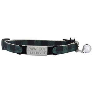 Z-Green Sliver-19-32cm -Plaid Chat Collier Personnalisé Id Gratuit Gravure Sécurité Échappée Petit Chien Mignon Réglable Pour Chiot - Publicité