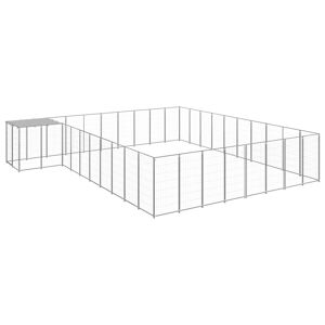 Chenil Extérieur Cage Enclos Parc Animaux Chien Argenté 25,41 M² Acier Helloshop26 02_0000260 - Publicité