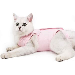 LITZEE Gilet De Récupération De Chat Anti-Lécher Chaton Médical Jumpsuit Convient Pour Abdominaux Collerette Des Plaies Ou Des Maladies De La Peau Sevrage Et Protection Post-Chirurgicale(L, Rose) - Publicité