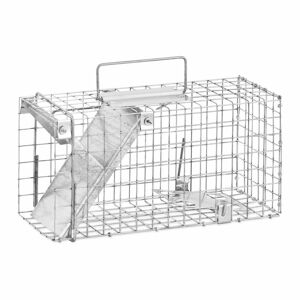 Outsunny Piège cage de capture pliante pour petits animaux type lapin rat -  2 portes poignée 81 x 26 x 34,5 cm acier gris