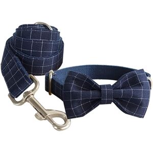 Plaid Bleu Collier Pour Chat Chien Avec N¿Ud Papillon - Collier Avec N¿Ud Papillon Animaux De Compagnie Dog Ties Cravates Ajustable Pour Fête Mariage M - Publicité