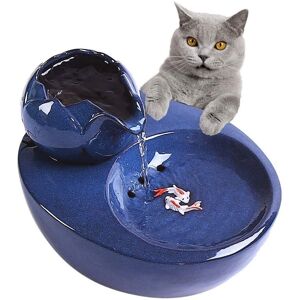 Fontaine Pour Chat Distributeur D'eau En Céramique Pour Animaux De Compagnie - Fontaine À Boire Verticale Lotus Pour Chat - Filtre De Circulation Automatique Santé Et Hygiène De L'eau Fond Avec Décoration De Petits Poissons-Bleu- - Publicité