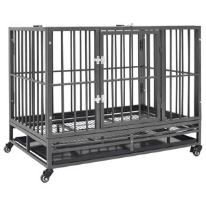 Vidaxl Cage Pour Chien Avec Roues Et Toit Acier 102x72x85 Cm - Publicité