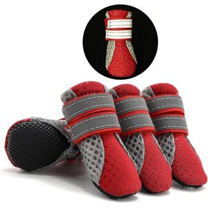 Bottes D'été Antidérapantes Pour Petit Chien Réglables Réfléchissantes Chaussons Pour Chiens Chiot Chat Chaussures Pour La Protection Des Pattes En Maille Douce Perméable À L?Air Rouge L-- - Publicité