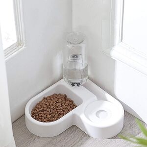 Distributeur Automatique De Nourriture Pour Fontaine D'eau Pour Animaux De Compagnie 2 En 1, Abreuvoir Anti-Déversement Et Mangeoire Sèche Pour Chat/Chien, Bol Pour Animal Domestique (Blanc) - Publicité