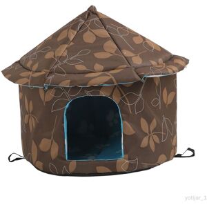 Yotijar Oxford Cloth Outdoor Feral Cats Warm House Imperméable Lit Chenil Tente Hiver Rond L Marron - Publicité