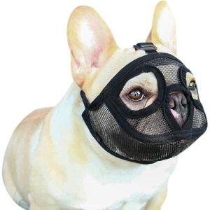 Taille M (14,5 - 21,5 Kg)Muselière Pour Chien En Maille Museau De Chien À Museau Court Muselière Réglable Bouledogue Français Anti-Mordillage/Mastication/Aboiement Couvre-Bouche Pour Bouledogue Anglai - Publicité