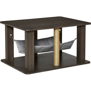 PawHut Niche pour chat maison chat table d'appoint centre d'activités avec hamac et griffoirs - 79 x 59 x 45,5 cm gris   Aosom France