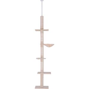 Pawhut Arbre à chat poteau à griffer L40 x l 34 x H 230-270 cm 5 niveaux d'activités beige 09CW