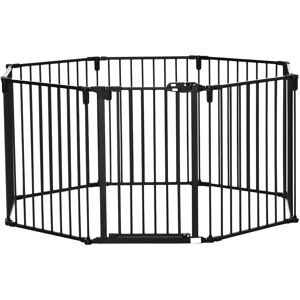 PawHut Barrière de sécurité barrière de protection cheminée parc enclos chien pliable modulable 8 panneaux avec porte sans perçage 482,5 x 76 cm