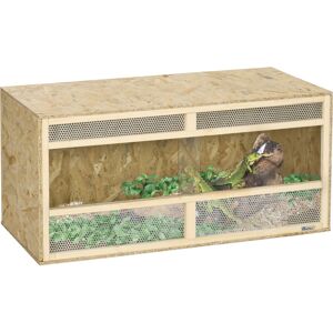 PawHut Terrarium en bois OSB pour reptiles avec porte coulissante en verre - 100 x 47 x 47 cm naturel