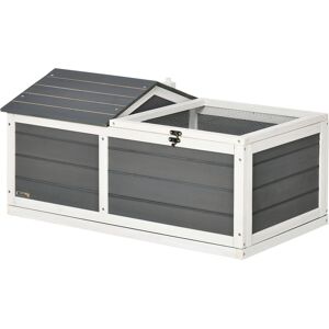 PawHut Maison enclos cage pour petit animal tortue avec 2 espaces 86 x 54 x 43 cm - bois de sapin   Aosom France