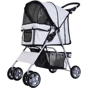 PawHut Poussette buggy pliable chariot pliante chien chat porte-gobelet panier de rangement inclus roues avec frein 75 x 45 x 97 cm gris