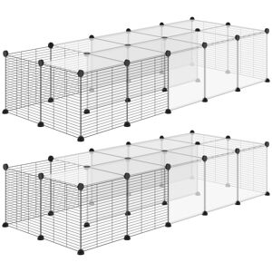 PawHut Lot de 2 enclos pour petits animaux design DIY cage modulable pour cochon d'Inde lapin chinchillas