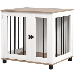 PawHut Cage pour chien animaux sur pieds 2 en 1 table d'appoint avec 1 porte verrouillable - dim. 73L x 60l x 68H cm