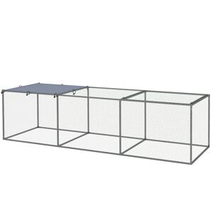 PawHut Enclos poulailler cage clapier extérieur 3 m² pour petits animaux dim. 3 x 1 x 0,8 m acier galvanisé