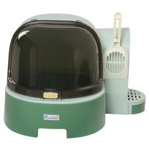 PawHut Maison de toilette, bac à litière fermé pour chat Compartiment Inférieur Amovible pour un Nettoyage Facile Pelle inclus