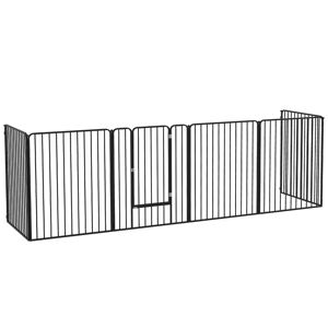 PawHut Parc enclos pour chien modulable acier époxy 6 panneaux avec porte intérieur ou extérieur hauteur 100 cm noir