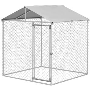 PawHut Chenil d'extérieur pour chiens - enclos parc 4m² avec auvent et porte verrouillable - Dim. 200L x 200l x 237H cm