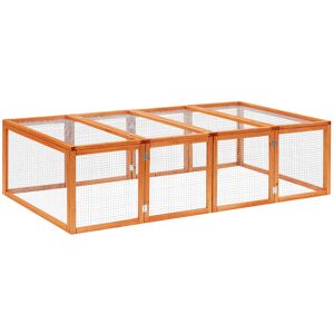 PawHut Clapier cage lapins extérieur intérieur pliable 2 portes supérieures 181L x 100l x 48H cm bois massif pin   Aosom France