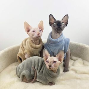 Sphinx vêtements pour chat sans poils flanelle chaud en hiver chat sans poils vêtements à quatre pattes Devon chat manteau vêtements pour animaux de compagnie - Publicité