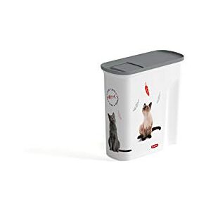 Curver Verseuse à Croquettes Pour Chat 2,5kg / 6L Rangement Hermétique Anti-Odeurs pour Nourriture pour Chats et petits animaux Verseuse 28 x 12 x 28 cm Blanc - Publicité