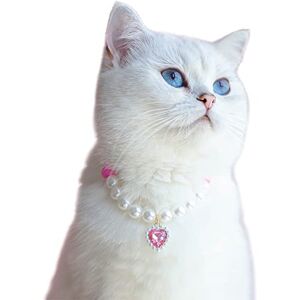 Tainrunse Collier pour Animaux de Compagnie Collier Confortable Chat Imitation Perle Collier Collier pour Animaux de Compagnie Photo Accessoire décoratif réglable Rose L - Publicité